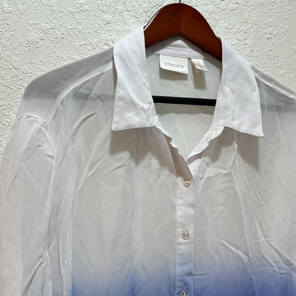 Chicos  button up purple&white ombre top size 2 GUC… - Picture 6 of 12